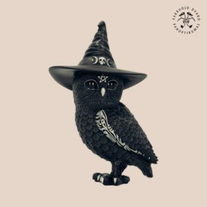 Juodoji Išminties Pelėda Statulėlė Namams Black Magic Owl +